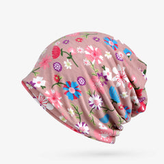 Flower Print Slouchy Beanie Lightweight Skull Cap