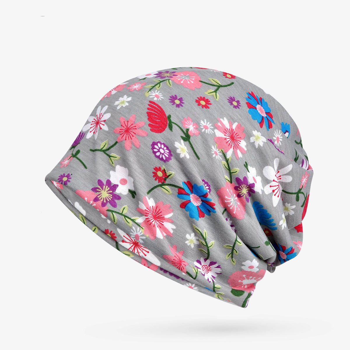 Flower Print Slouchy Beanie Lightweight Skull Cap