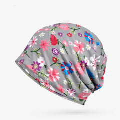Flower Print Slouchy Beanie Lightweight Skull Cap
