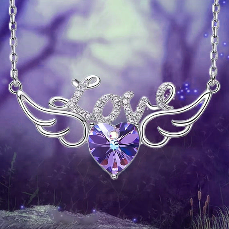 Heart Wings Pendant Necklace Decorative Accessories Gift For Girls