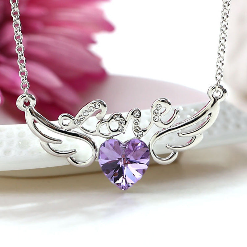 Heart Wings Pendant Necklace Decorative Accessories Gift For Girls