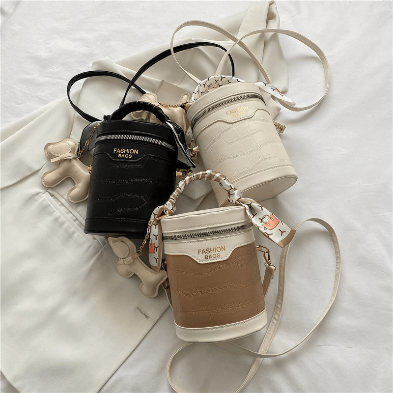 Girls Silk Scarf Bucket Bag Shoulder Bag Princess Crossbody Bag