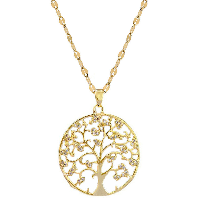 Creative Zircon Tree Of Life Pendant Necklace Gift For Girls