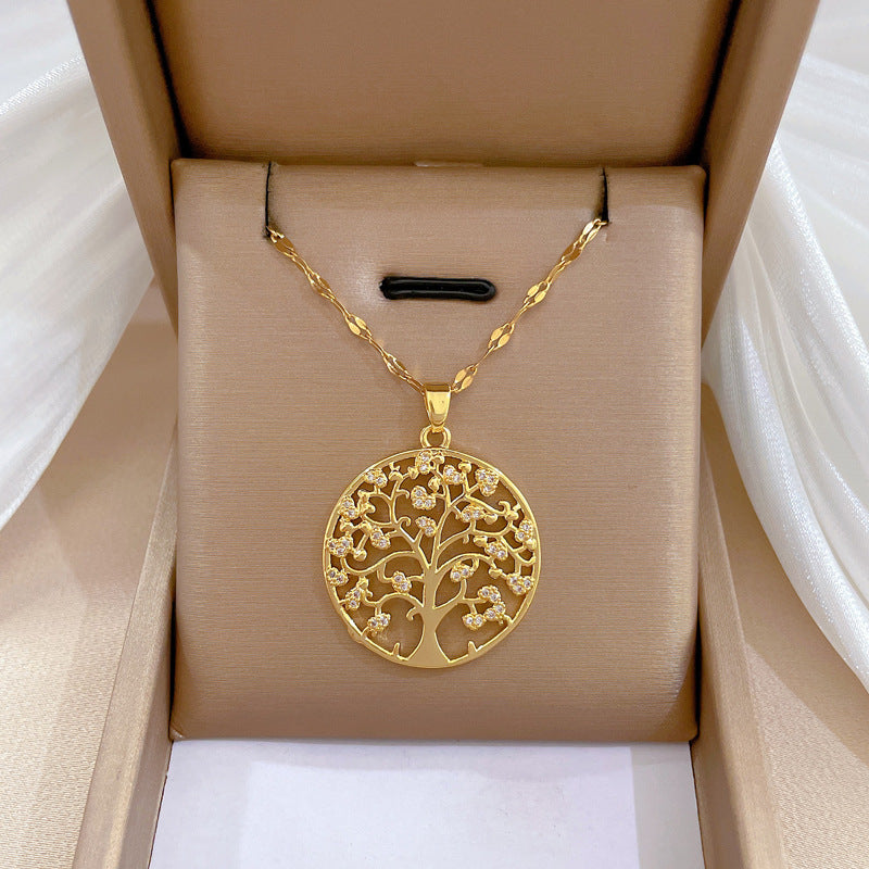 Creative Zircon Tree Of Life Pendant Necklace Gift For Girls