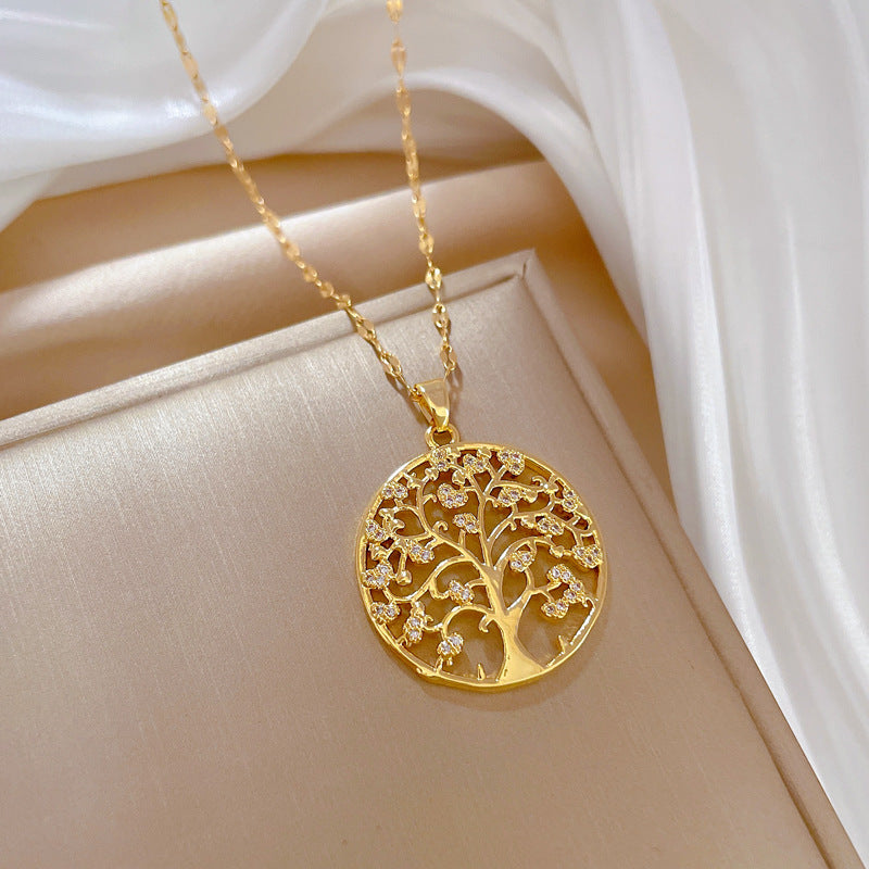 Creative Zircon Tree Of Life Pendant Necklace Gift For Girls