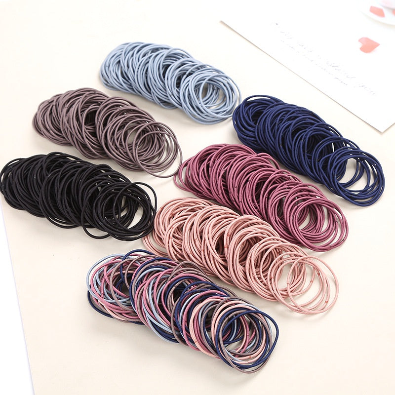 100pcs Colorful Elastic Hair Ties for Girls