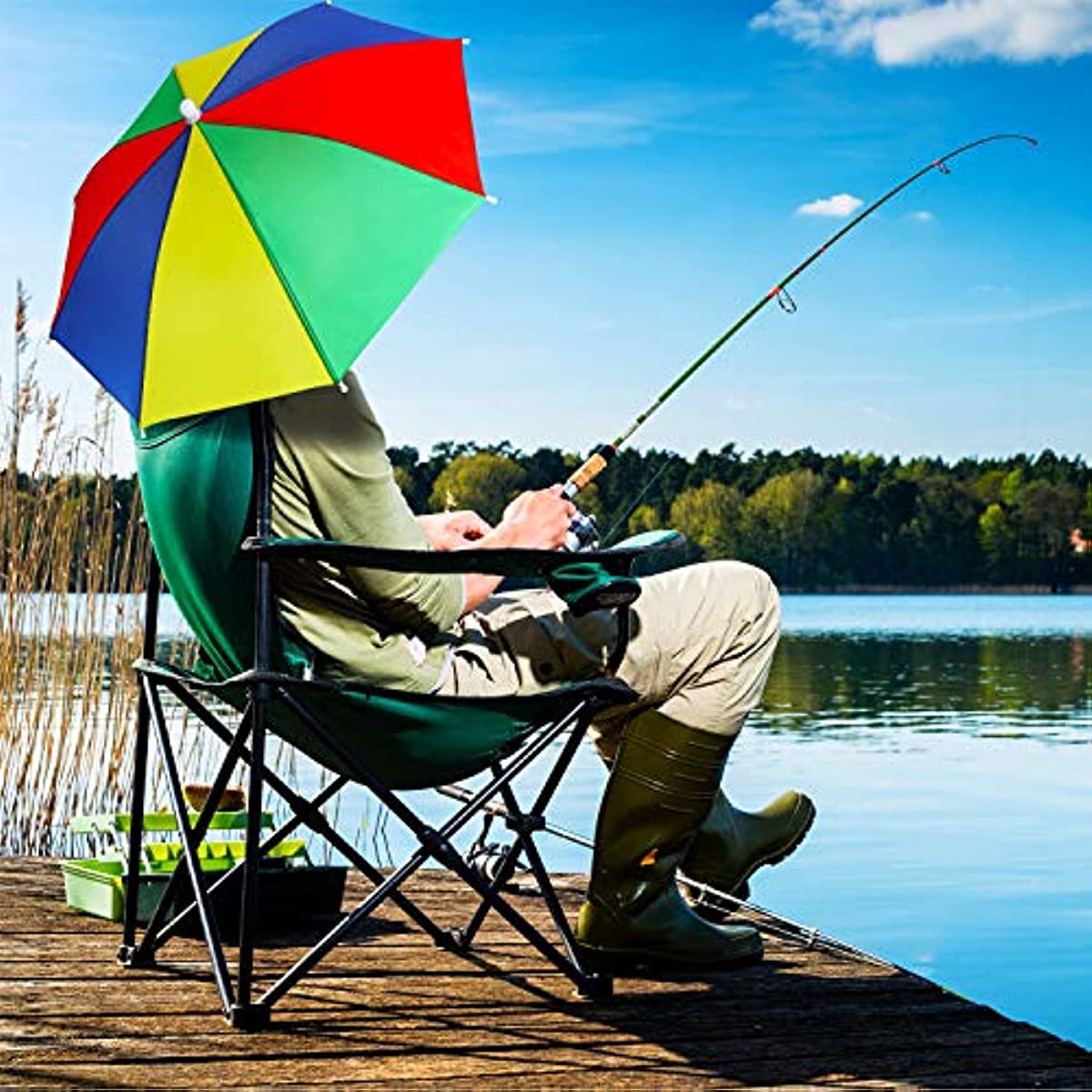 Adjustable Rainbow Umbrella Hat for Sun Protection