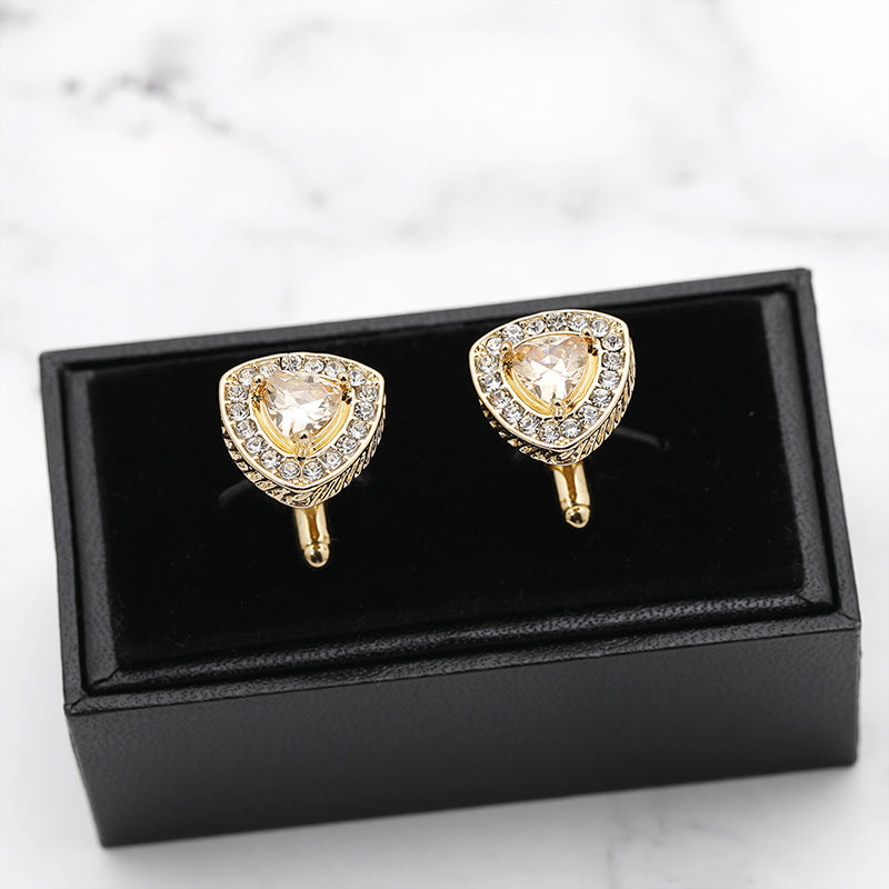 Triangle Inlaid Diamond Cufflinks Business Accessories