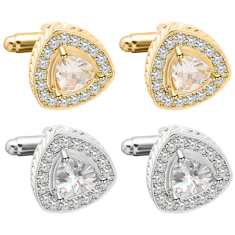 Triangle Inlaid Diamond Cufflinks Business Accessories