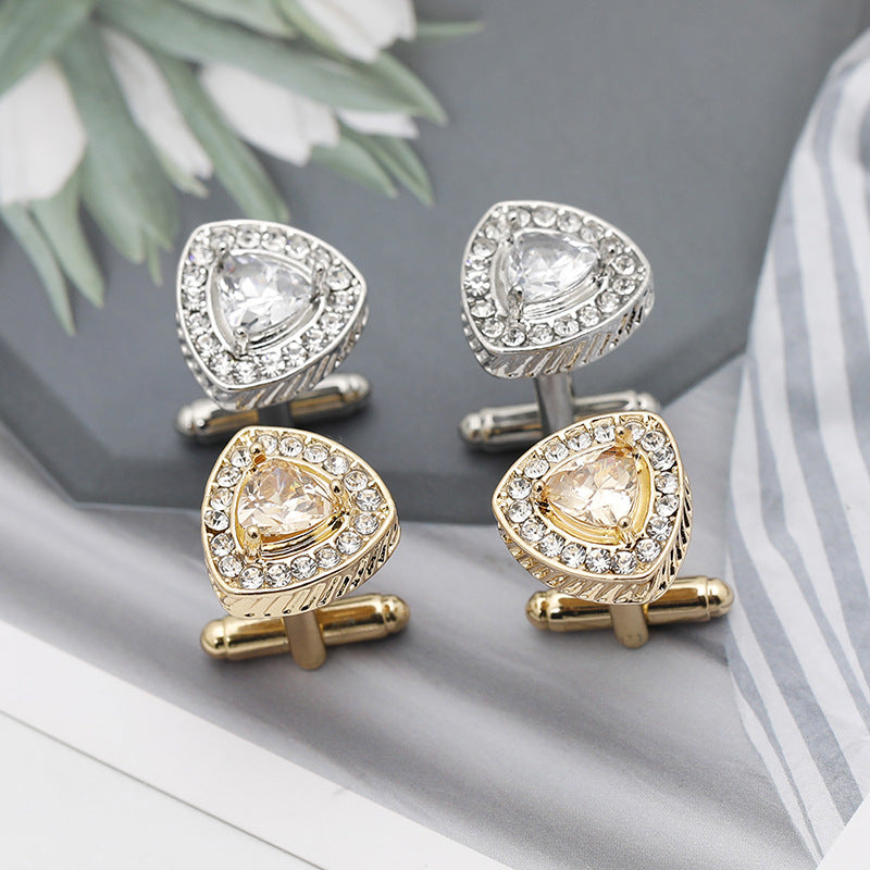 Triangle Inlaid Diamond Cufflinks Business Accessories