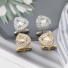 Triangle Inlaid Diamond Cufflinks Business Accessories