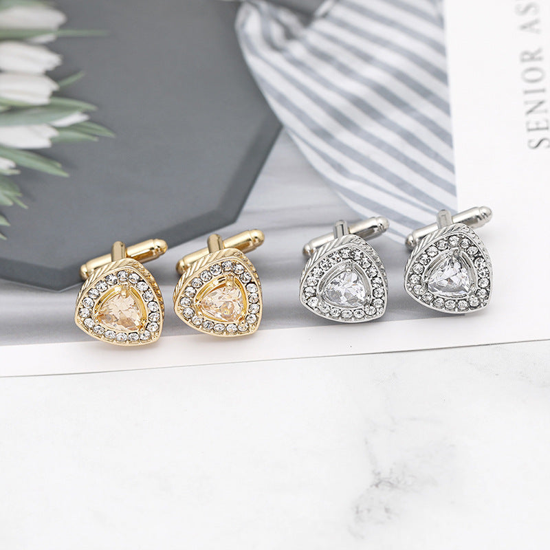 Triangle Inlaid Diamond Cufflinks Business Accessories