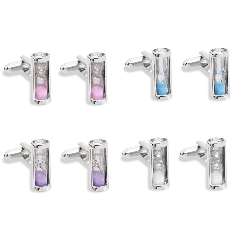 Time Hourglass Crystal Cufflinks CuffStuds Men's Cufflinks