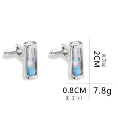 Time Hourglass Crystal Cufflinks CuffStuds Men's Cufflinks