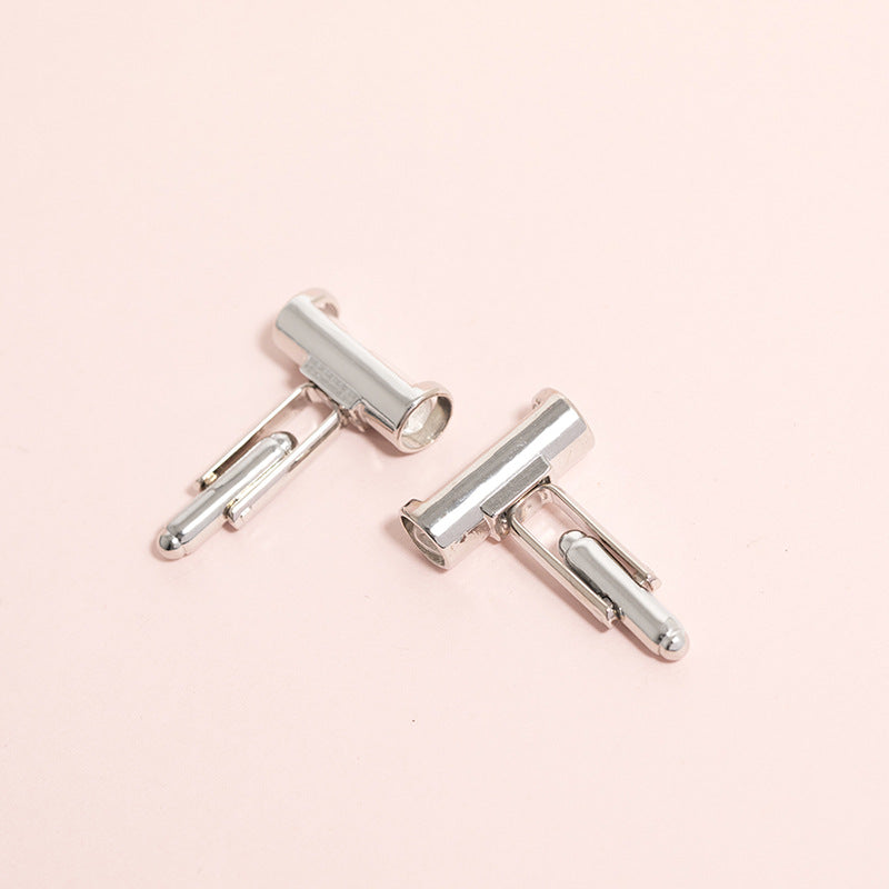 Time Hourglass Crystal Cufflinks CuffStuds Men's Cufflinks
