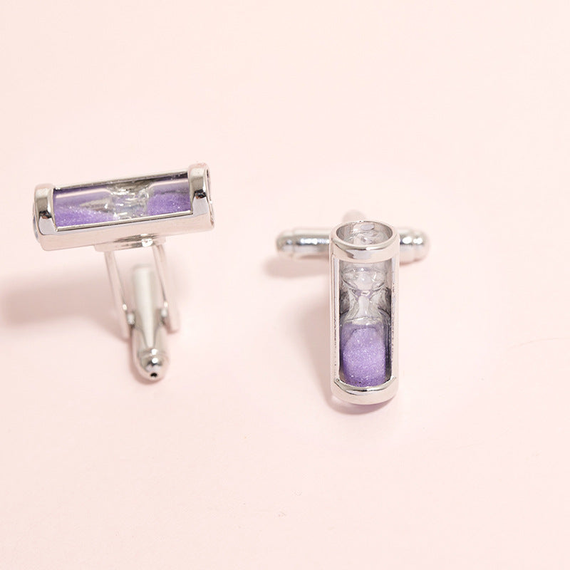 Time Hourglass Crystal Cufflinks CuffStuds Men's Cufflinks