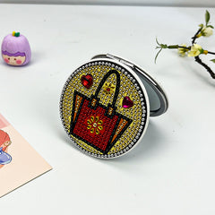 Crystal Strawberry Pattern Mirror Compact Mirror for Travel Camping Home Use