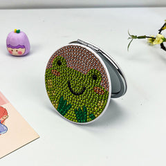 Crystal Strawberry Pattern Mirror Compact Mirror for Travel Camping Home Use