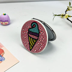 Crystal Strawberry Pattern Mirror Compact Mirror for Travel Camping Home Use