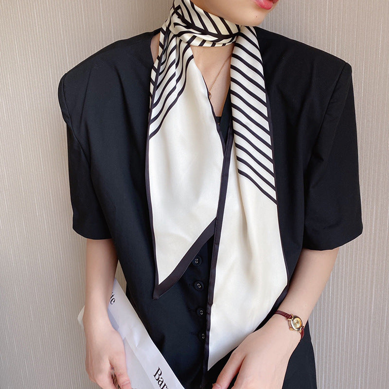 Casual Silk Long Ribbon Skinny Scarf Headband Handbag Handle Charm Gift
