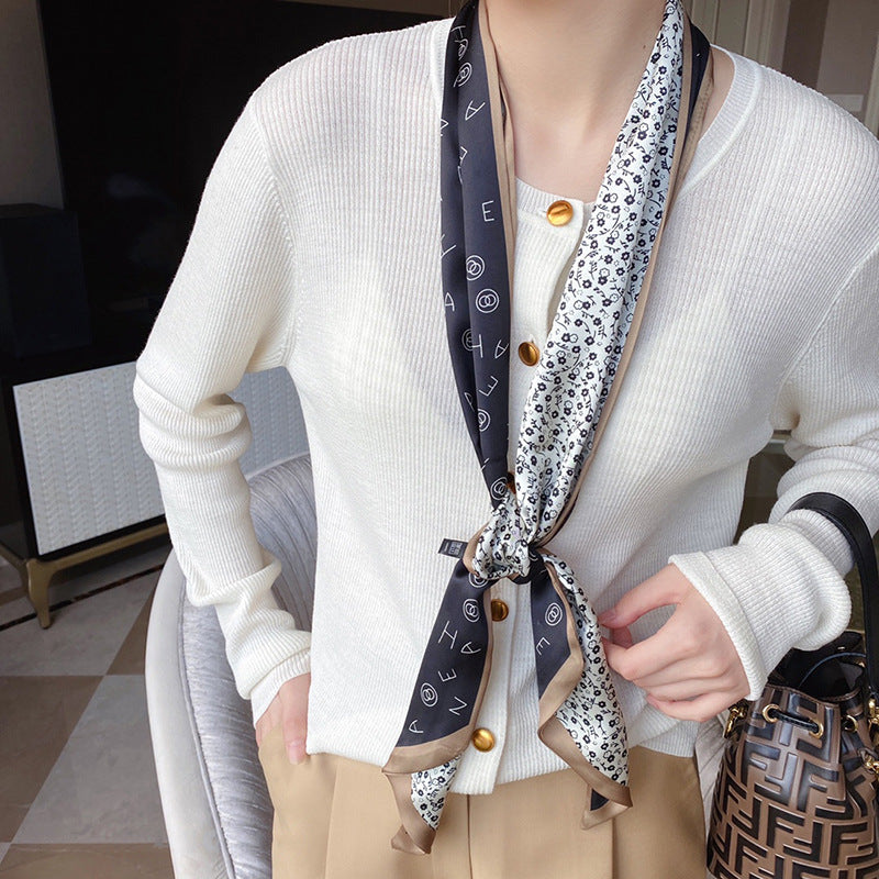 Casual Silk Long Ribbon Skinny Scarf Headband Handbag Handle Charm Gift