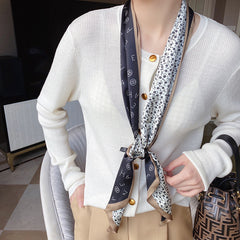 Casual Silk Long Ribbon Skinny Scarf Headband Handbag Handle Charm Gift