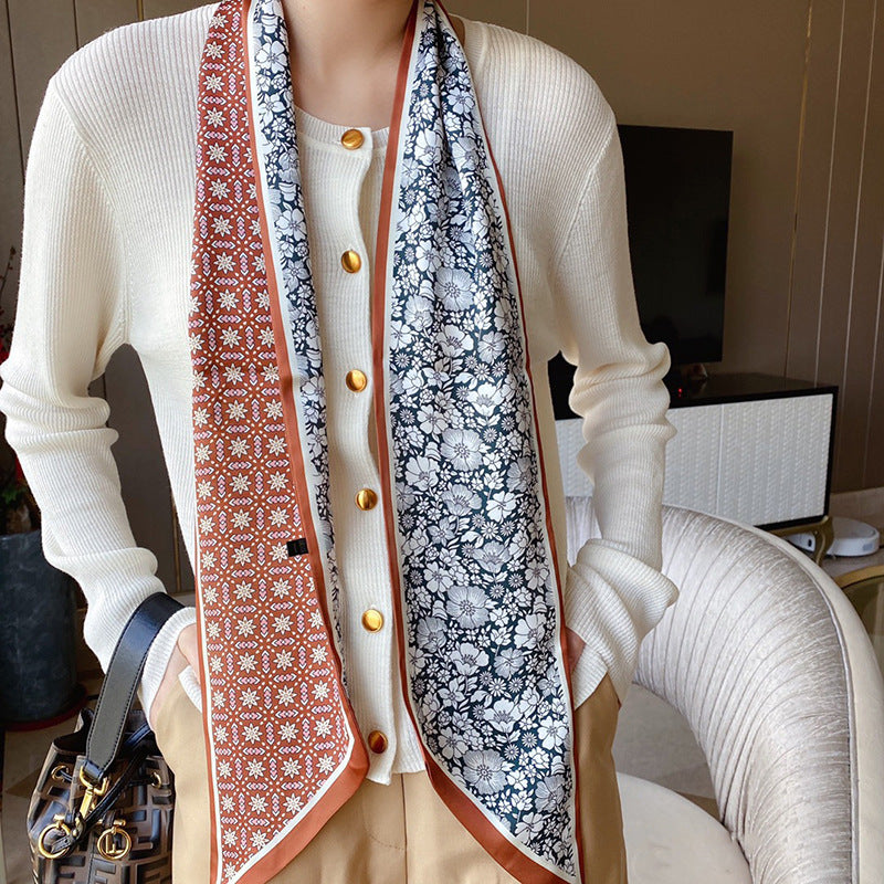Casual Silk Long Ribbon Skinny Scarf Headband Handbag Handle Charm Gift