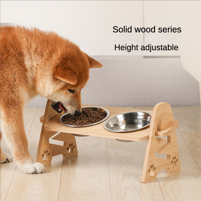 Elevated Pet Feeder Stand Stainless Steel Bowl for Dog & Cat Dining