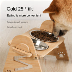 Elevated Pet Feeder Stand Stainless Steel Bowl for Dog & Cat Dining