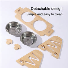 Elevated Pet Feeder Stand Stainless Steel Bowl for Dog & Cat Dining