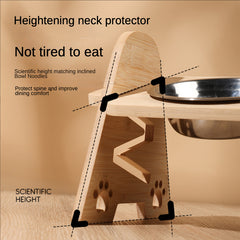 Elevated Pet Feeder Stand Stainless Steel Bowl for Dog & Cat Dining