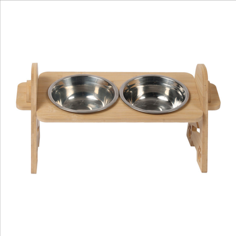 Elevated Pet Feeder Stand Stainless Steel Bowl for Dog & Cat Dining