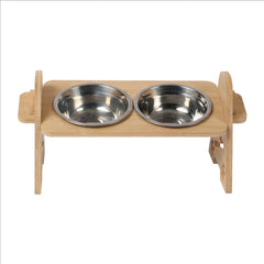 Elevated Pet Feeder Stand Stainless Steel Bowl for Dog & Cat Dining