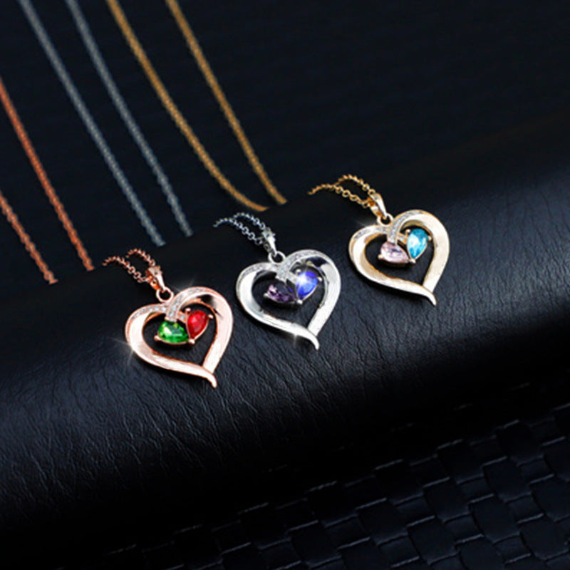 Stone Heart Pendant Necklace Jewelry for Men Women