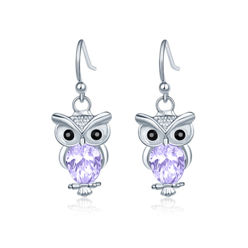 Rhinestone Owl Earrings Decorative Accessories for Girls