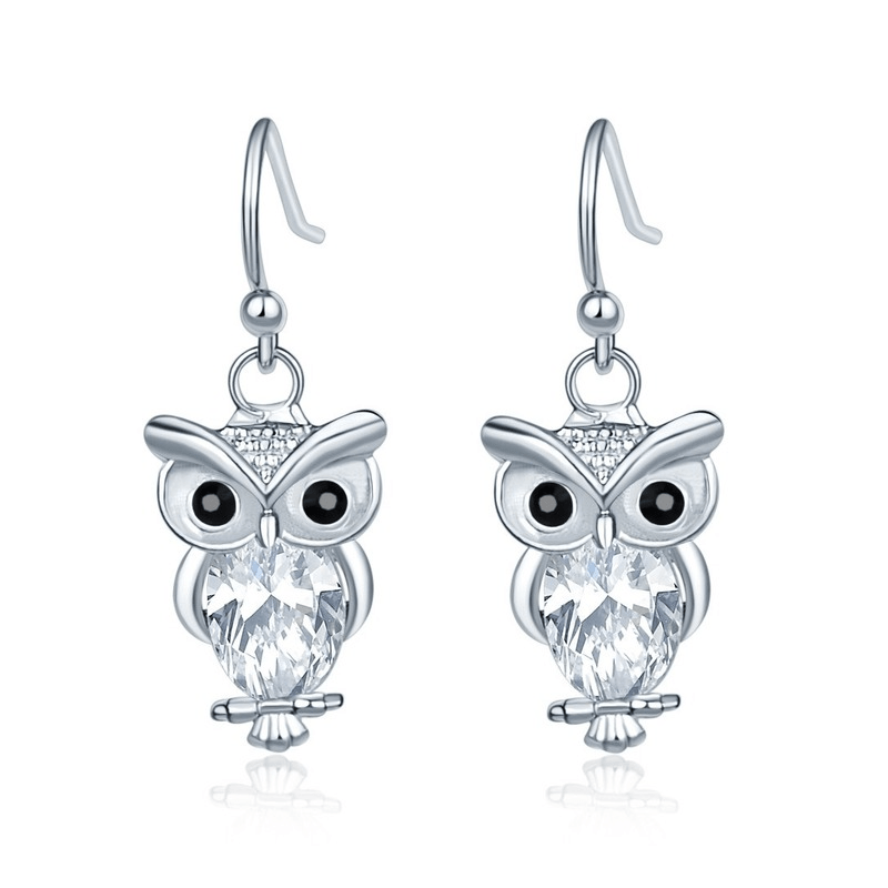 Rhinestone Owl Earrings Decorative Accessories for Girls