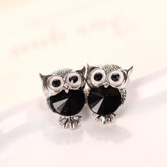 Rhinestone Owl Stud Earrings Holiday Party Gift For Girls