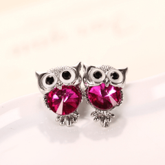Rhinestone Owl Stud Earrings Holiday Party Gift For Girls