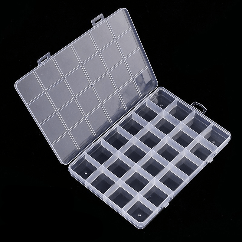 Plastic Jewelry Box 24 Grids Storage Case Earring Bead Display Organizer