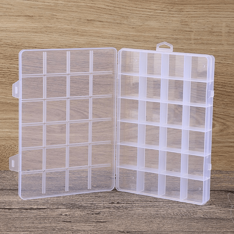 Plastic Jewelry Box 24 Grids Storage Case Earring Bead Display Organizer