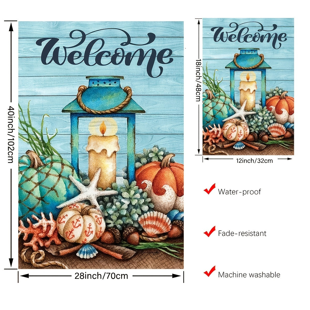 Starfish Wooden Fall Garden Flag Decorative Yard Flags