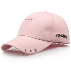 Summer Iron Ring Baseball Cap Cotton Letter Peaked Cap