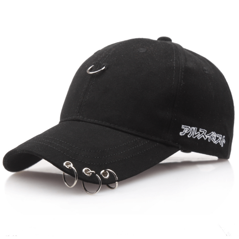 Summer Iron Ring Baseball Cap Cotton Letter Peaked Cap