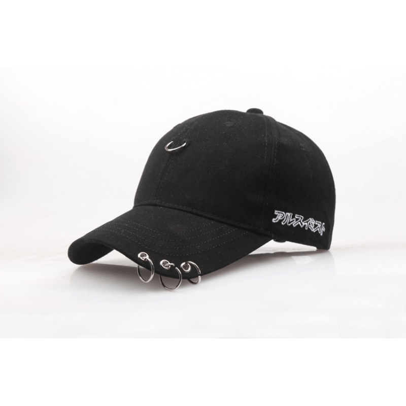 Summer Iron Ring Baseball Cap Cotton Letter Peaked Cap