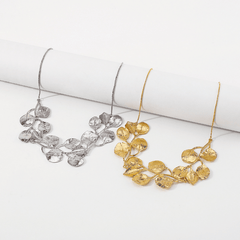 Stylish Metal Leaf Necklace in Silvery Golden Women Accessory