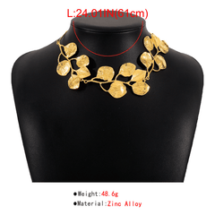 Stylish Metal Leaf Necklace in Silvery Golden Women Accessory