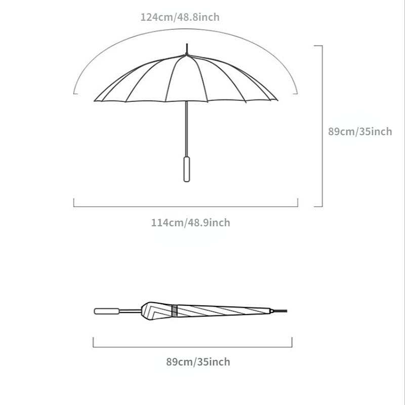 24K Leather Handle Straight Rod Umbrella Golf Umbrella
