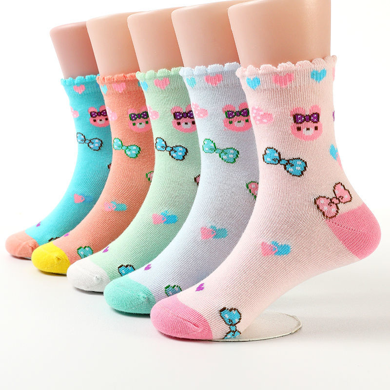 5 Pairs Rabbit Bowknot Heart Knit Socks for Kids