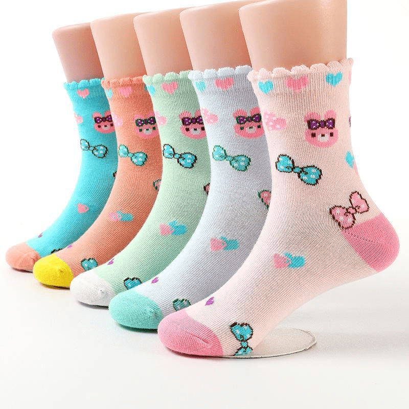 5 Pairs Rabbit Bowknot Heart Knit Socks for Kids