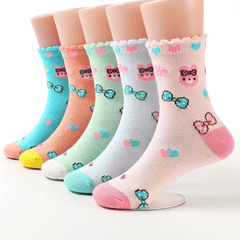 5 Pairs Rabbit Bowknot Heart Knit Socks for Kids